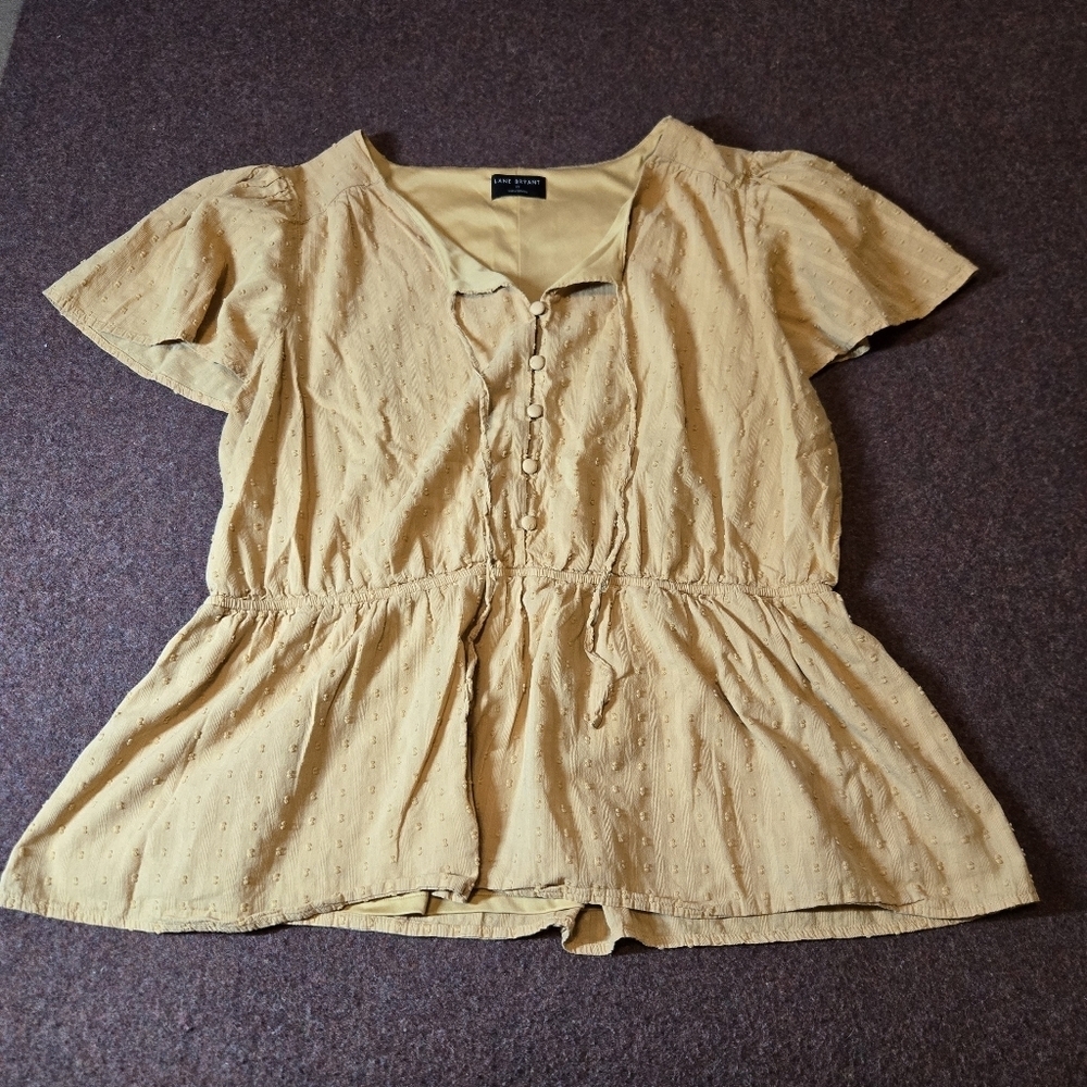 Lane Bryant Short-sleeve Peplum Blouse In Golden Orange Size 18 - Picture 1 of 11